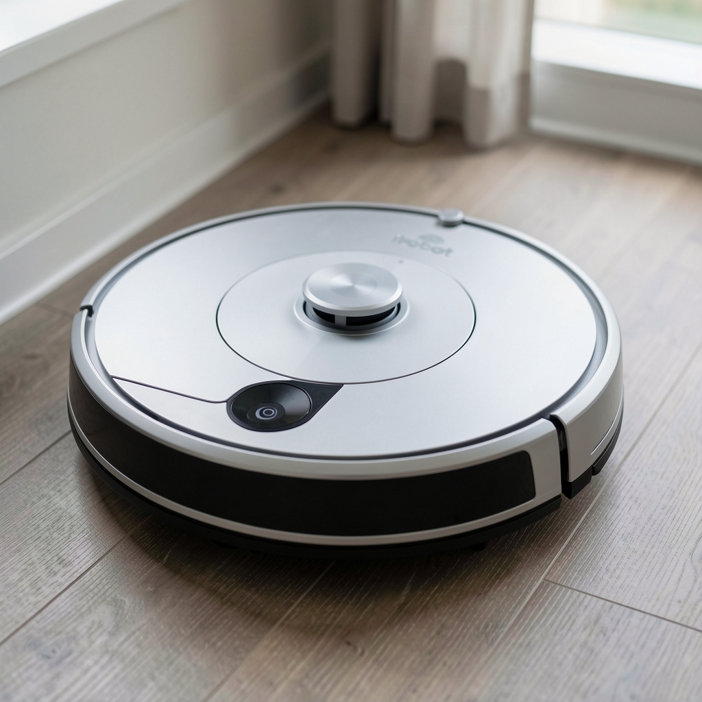 iRobot Roomba j9+ robot süpürge, gümüş ve siyah tonlu tasarım